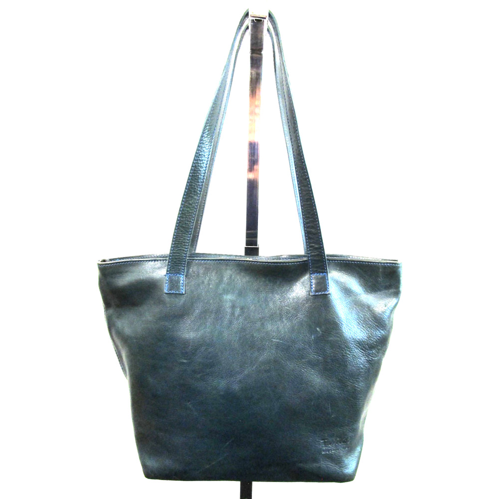T. Nobile Italy Large Dark Green Leather Shoulder Tote Handbag